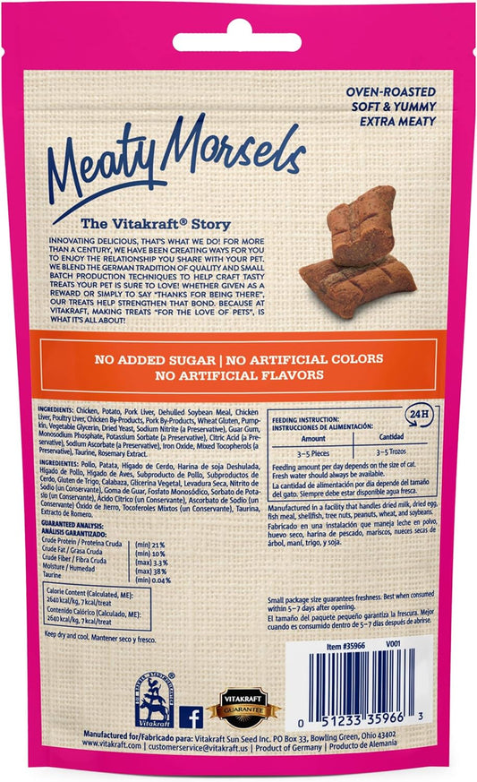 Vitakraft Meaty Morsels Soft Indulgent Cat Treats - Double Layer Extra Meaty - Can Use As Cat Pill Pocket (Chicken With Pumpkin, 1-Pack)