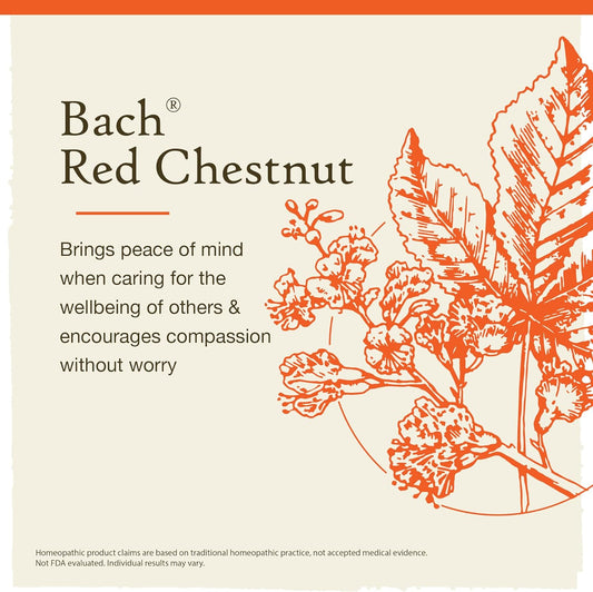 Bach Original Flower Remedies, Red Chestnut for Peace of Mind (Non-Alcohol Formula), Natural Homeopathic Flower Essence, Holistic Wellness and Stress Relief, Vegan, 10mL Dropper