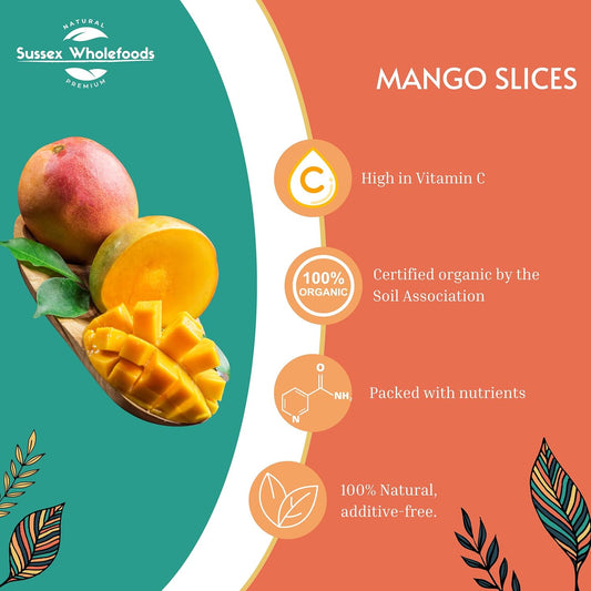 Sussex Wholefoods Organic Mango Slices 250G - Naturally Sweet, Healthy Snack, Premium Quality