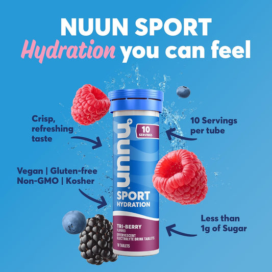 Nuun Sport: Electrolyte Drink Tablets, Tri-Berry,10 Count (Pack Of 4)