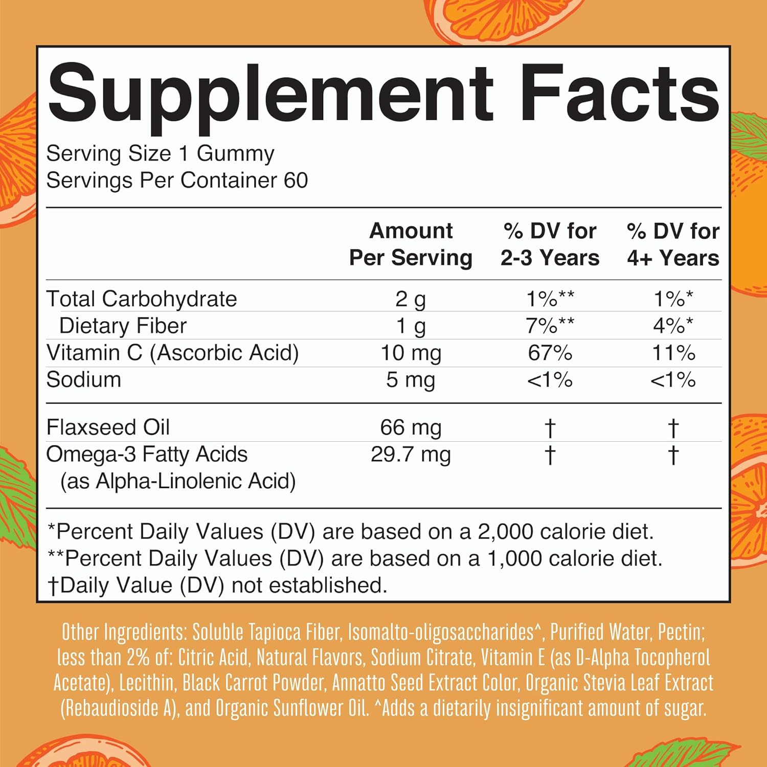 MaryRuth Organics Vegan Omega 3 Gummies for Kids 2+, 2 Month Supply, Sugar Free, Omega 3 Supplement with Vitamin C, Flaxseed Oil, Immune Support, Essential Nutrient ALA, No Fish Taste, 60 Count : Health & Household