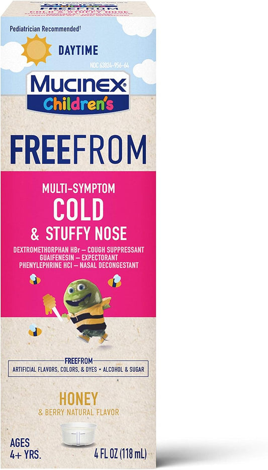 Mucinex Children's Liquid - FreeFrom Multi-Symptom Cold & Stuffy Nose 4oz : Health & Household