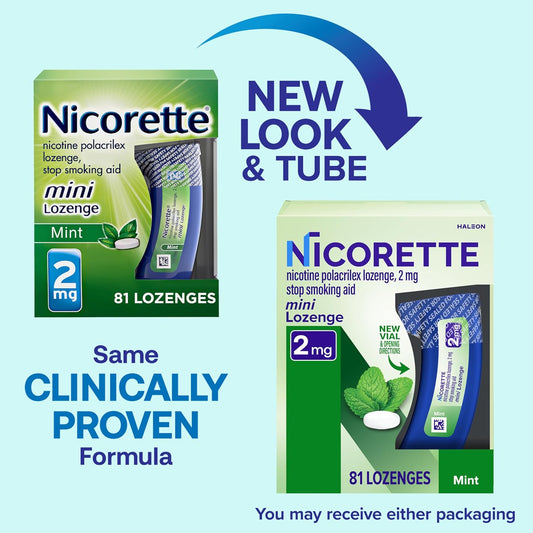 Nicorette 4 Mg Mini Nicotine Lozenges To Help Stop Smoking - Mint Flavored Stop Smoking Aid, 1-Pack, 81 Count, Plus Advil Dual Action Coated Caplets With Acetaminophen, 2 Count