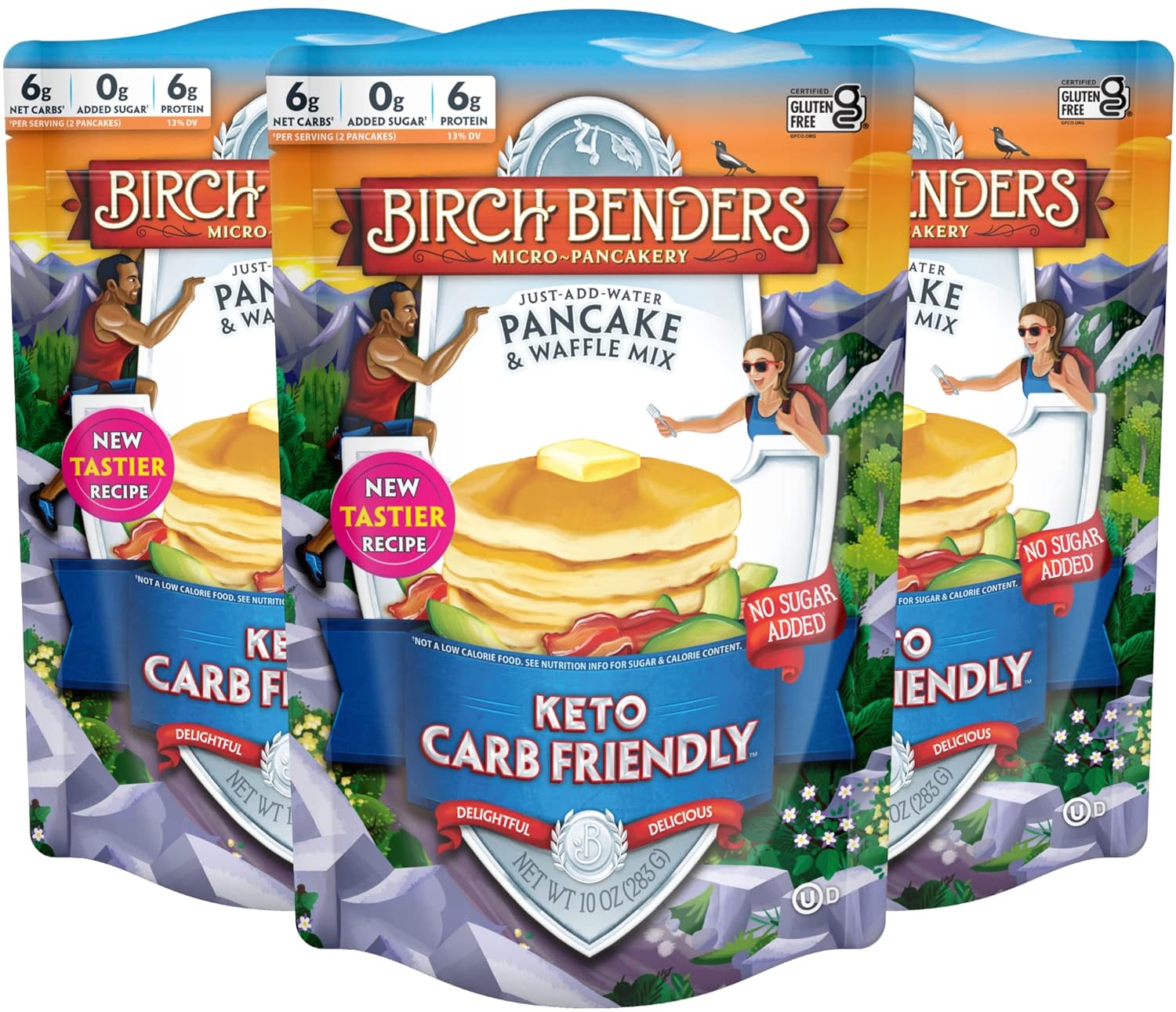 Keto Pancake & Waffle Mix by Birch Benders, High Protein, Gluten-free, Made with Almond, Just Add Water, 10 oz (Pack of 3)