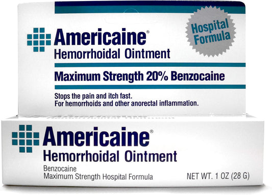 Americaine Hemorrhoidal Ointment Maximum Strength 20% Benzocaine 1 Oz (Pack Of 3)