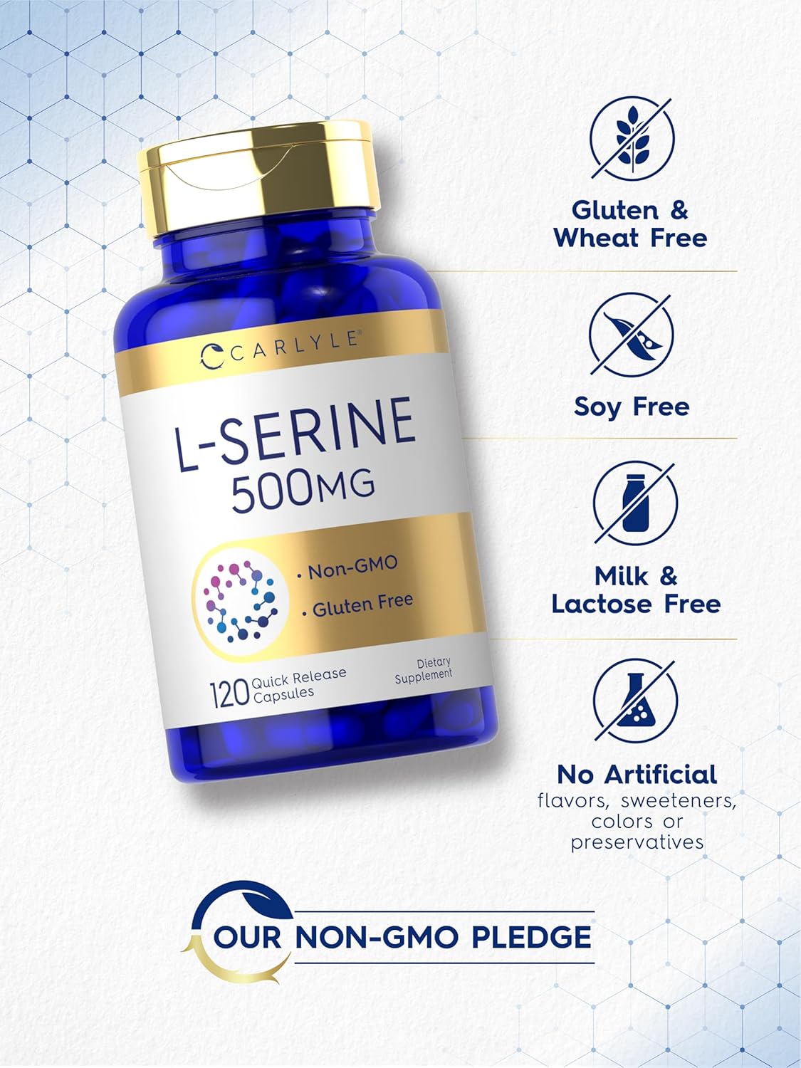 Carlyle L Serine Capsules 500 mg | 120 Count | Non-GMO & Gluten Free Supplement : Health & Household