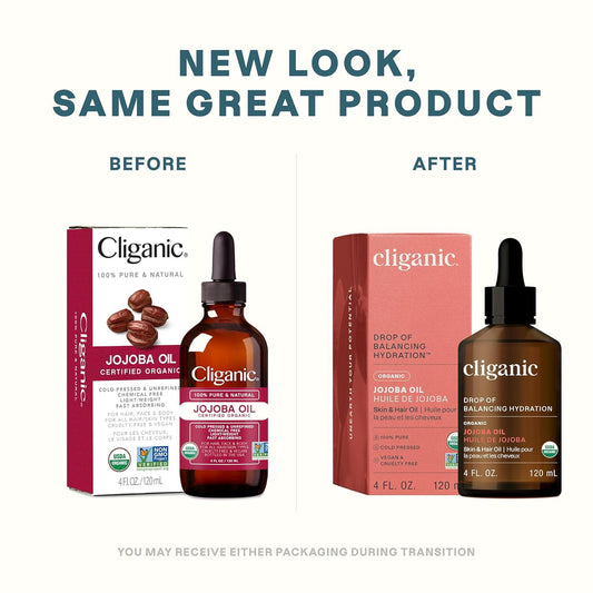 Cliganic Organic Jojoba Oil 16 Oz, 100% Pure | Bulk, Natural Cold Pressed Unrefined Hexane Free For Hair & Face | Base Carrier Oil