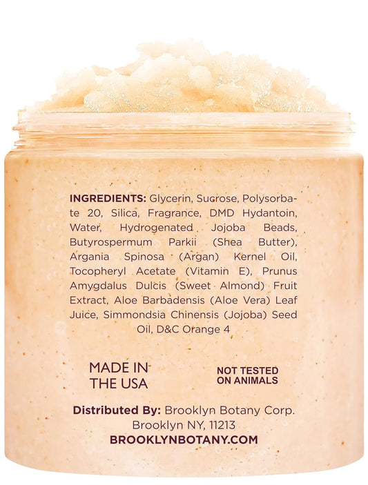 Brooklyn Botany Tropical Mango Shea Sugar Scrub For Body 10 Oz – Deeply Hydrating And Gently Exfoliating Body Scrub For Women And Men - Made With Jojoba Beads