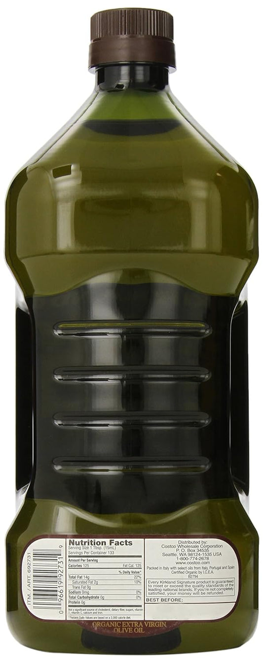 Kirkland Signature Organic Extra Virgin Olive Oil 2L (2Qt 3.6 Fl. Oz), Set Of 2