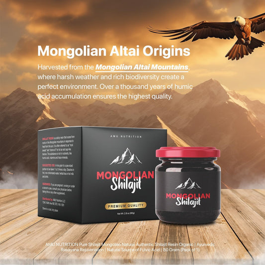 Shilajit Pure Himalayan Organic - Harvested From Mongolia - Natural Source Of Fulvic Acid Trace Minerals- 80Gr