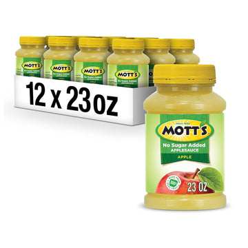 Mott'S No Sugar Added Applesauce, 23 Oz Jar (Pack Of 12), Good Source Of Vitamin C, No Artificial Flavors