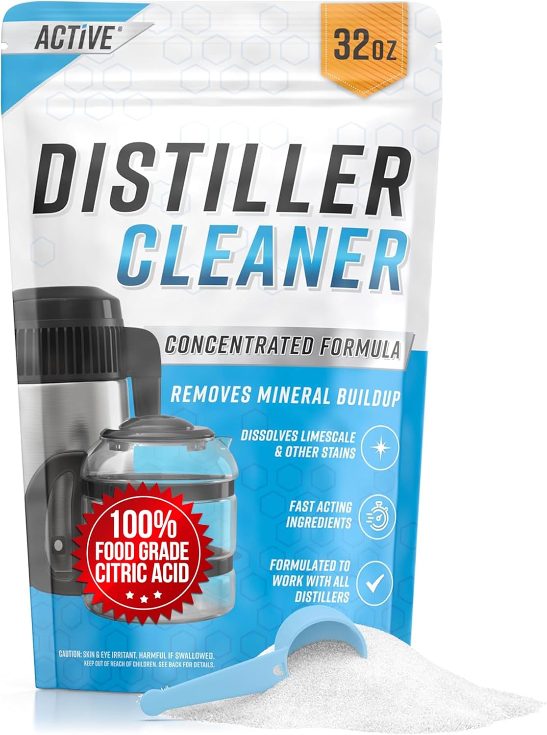 Distiller Descaler Citric Acid Cleaner - 2 Lb Bulk Citric Acid Powder For Cleaning Water Distillers, Pure Citrus Acid Crystals Universal Residue Descaling Portable Distiller, Kettle, Boiler, Dispenser