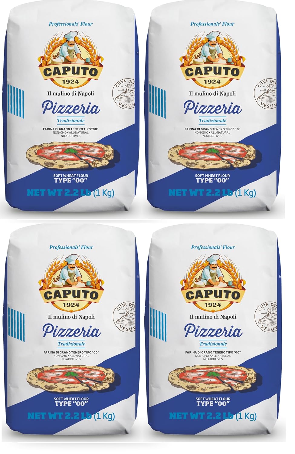 Mulino Caputo 00 Pizzeria Flour - 1-Kilo Bag (Pack Of 4)