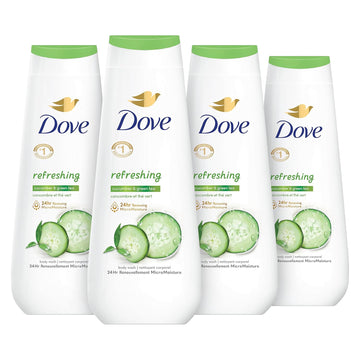 Dove Refreshing Body Wash Cucumber And Green Tea 4 Count Revitalizes And Refreshes Skin Cleanser That Effectively Washes Away Bacteria While Nourishing Your Skin 22 Oz