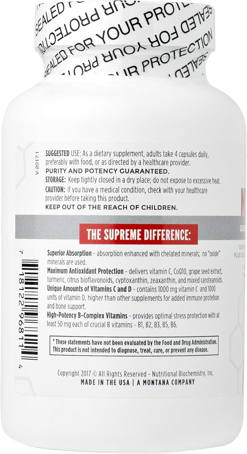 Nbi Supreme Daily Multivitamin With Vitamin A, C, D, E, K, B6, And B12 | Multi Mineral Supplement For Men & Women | 120Ct Veggie Capsules