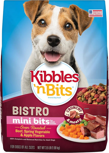 Kibbles 'N Bits Bistro Oven Roasted Beef Flavor Small Breed Mini Bits Dry Dog Food, 3.5 Pound Bag (Pack Of 4)