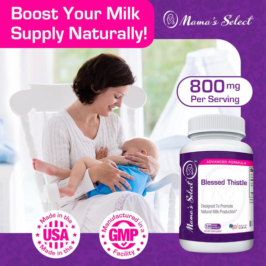 Mama?s Select Blessed Thistle Breastfeeding Supplement, 800mg Lactation Support for Increased Breast Milk - 120 Vegan Capsules