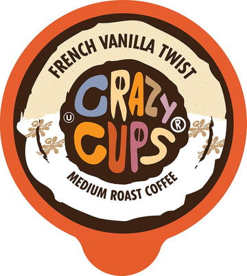 Crazy Cups Flavored Coffee Pods, French Vanilla Twist, French Vanilla K Cups, Single Serve Coffee For Keurig K Cups Machines, Hot Or Iced Coffee, Medium Roast Coffee In Recyclable Pods, 22 Count (Pack Of 1)