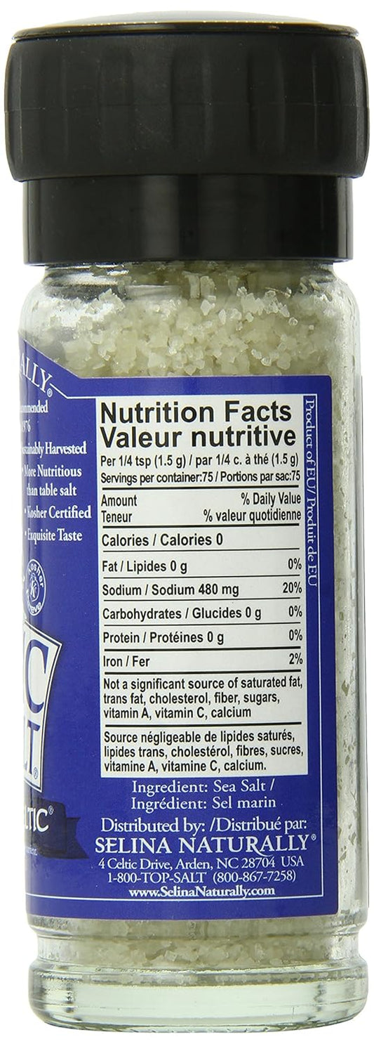 Light Grey Celtic Sea Salt Grinders – Large Refillable, Reusable Glass Grinders With Additive-Free, Delicious Sea Salt - Gluten-Free, Non-Gmo Verified, Kosher And Paleo-Friendly, 3 Ounces (Pack Of 6)