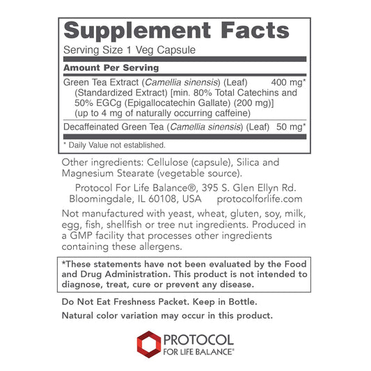 Protocol EGCg Green Tea Extract 200mg - Oxidative Stress Quencher, Cellular Health - 90 Veg Caps