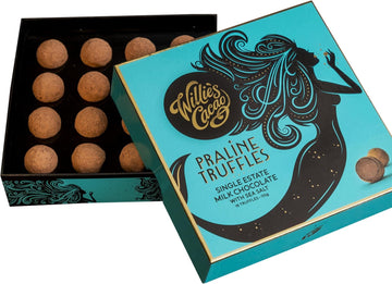 Willie'S Cacao - Milk Chocolate Truffle Gift Box - 16 Milk Chocolate Praline Truffles With Cornish Sea Salt - 110G - Single - Artisan Chocolate - 100% Natural