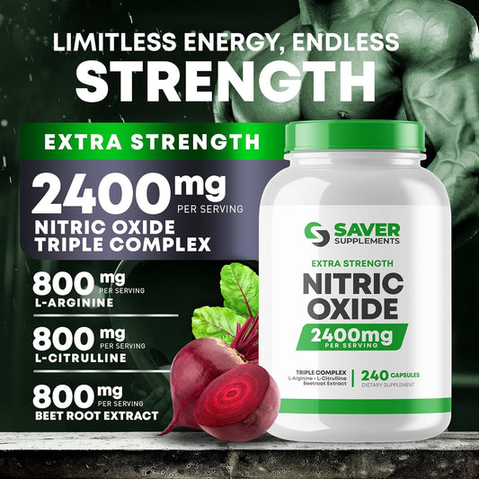 Nitric Oxide Supplement 2400Mg With L-Arginine, L-Citrulline And Beet Root Extract, 240 Capsules