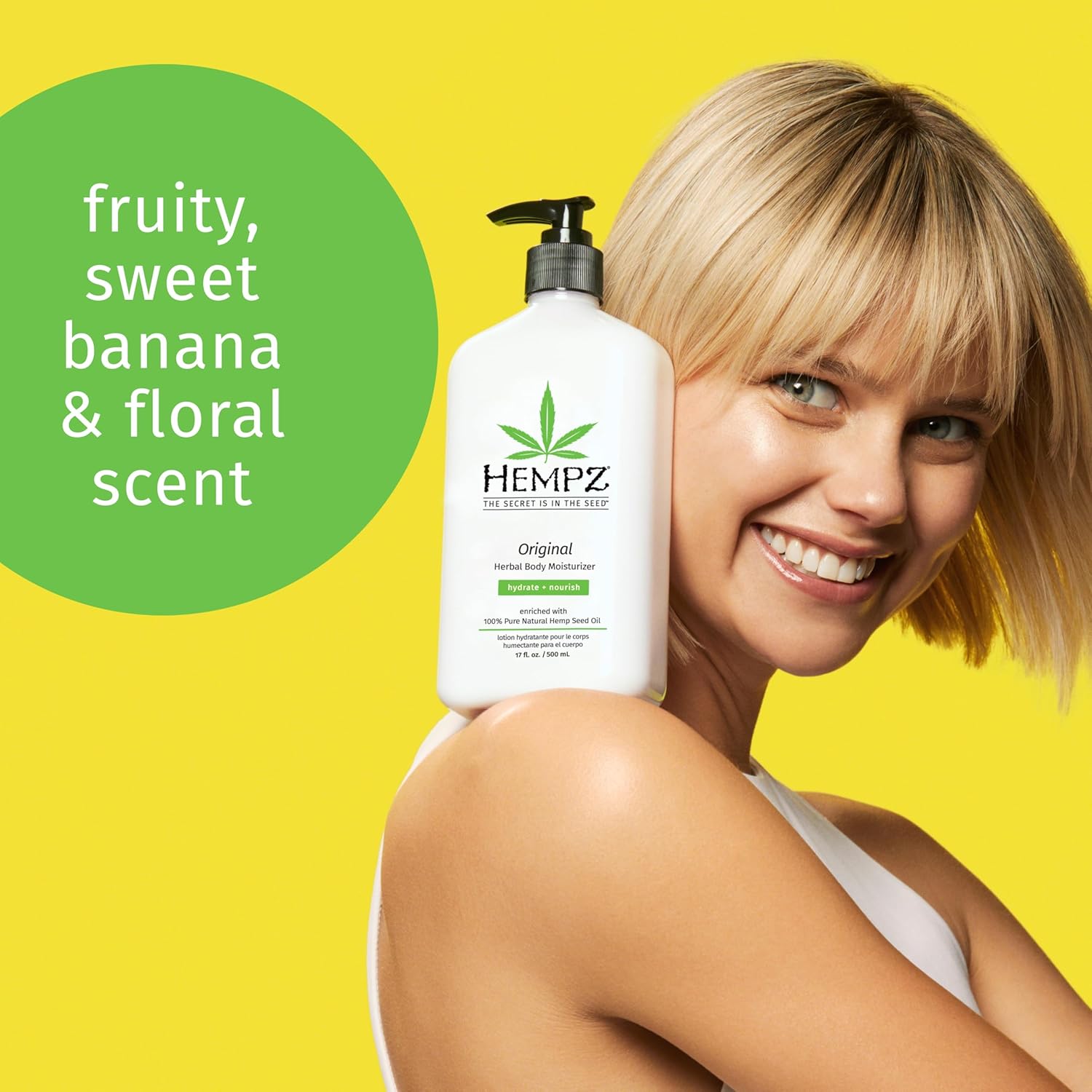 Hempz Original Natural Hemp Seed Oil Body Moisturizer With Shea Butter And Ginseng, 2.25 Fluid Ounce - Pure Herbal Skin Lotion For Dryness - Nourishing Vegan Body Cream In Floral And Banana : Beauty & Personal Care