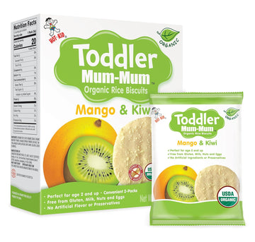 Hot-Kid Toddler Mum-Mum Rice Biscuits, Organic Mango & Kiwi, 24 Pieces (Pack of 6)