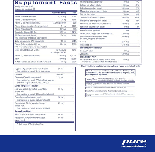 Pure Encapsulations Men'S Nutrients - Multivitamin Mineral Supplement To Support Energy, Endurance & Stamina In Men Over 40* - With Vitamin D, Vitamin C & Trace Minerals - 180 Capsules