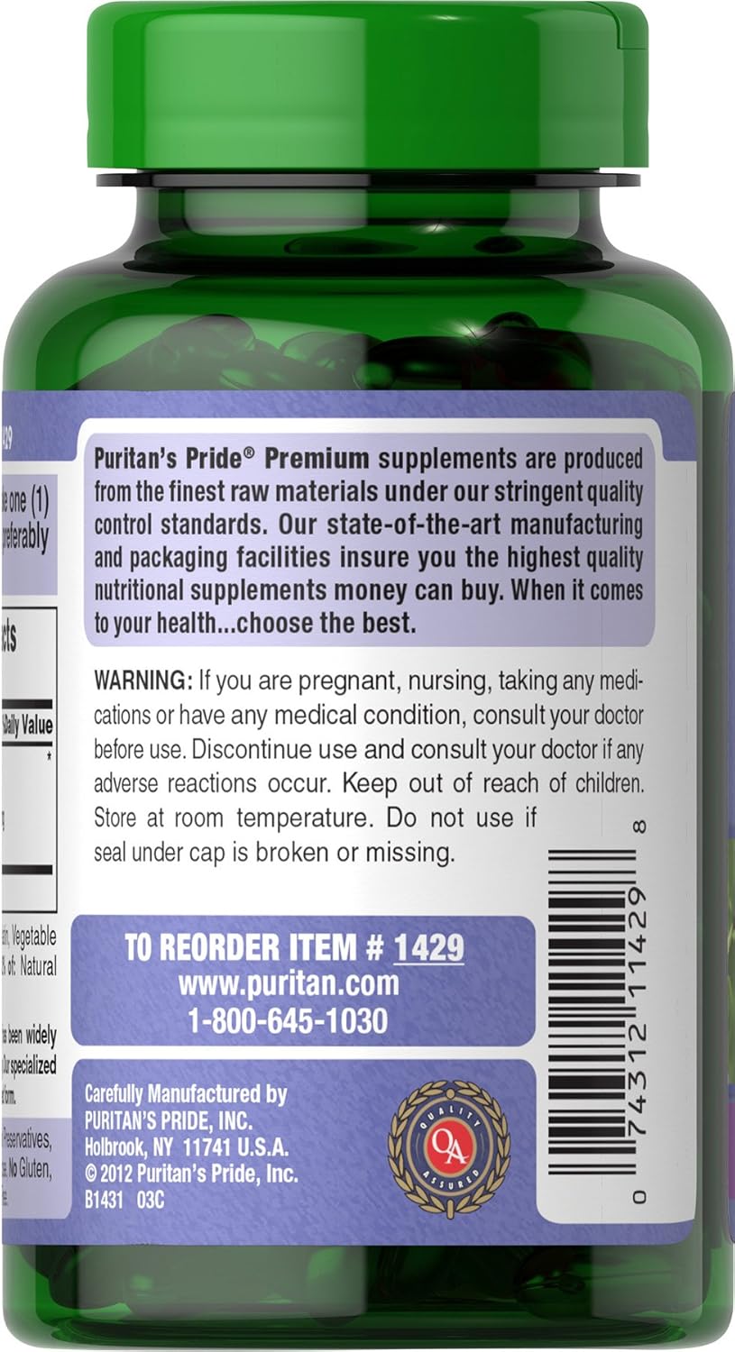 Puritan's Pride Bilberry Extract, Contains Antioxidant Properties*, 1000mg Equivalent, 180 Rapid Release Softgels (Packaging May Vary) : Health & Household