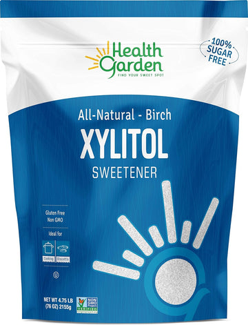 Health Garden Birch Xylitol Sweetener - Pure Birch Xylitol - Non Gmo, Kosher, And Made In The U.S.A. - Ideal Powdered Sugar Substitute - Non-Gmo Sugar Alternative - 4.75 Lb