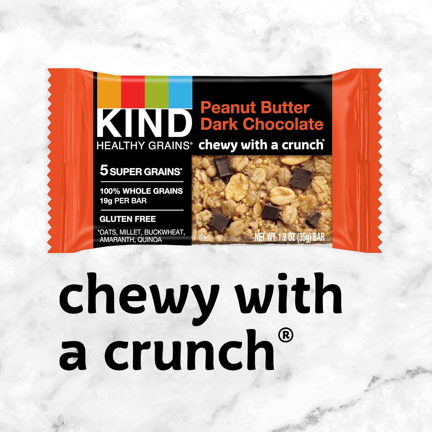 Kind Healthy Grains Peanut Butter Dark Chocolate Bars, Gluten Free Bars, 1.2 Oz Bars (40 Count)