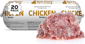 Raw Paws Signature Blend Pet Food For Dog & Cats - Chicken Recipe, 1-Lb Rolls (20 Pack) - Fresh Dog Food Made In Usa, Natural Raw Diet Dog Food, Raw Frozen Dog Food & Cat Food - Meat Roll Dog Food Log