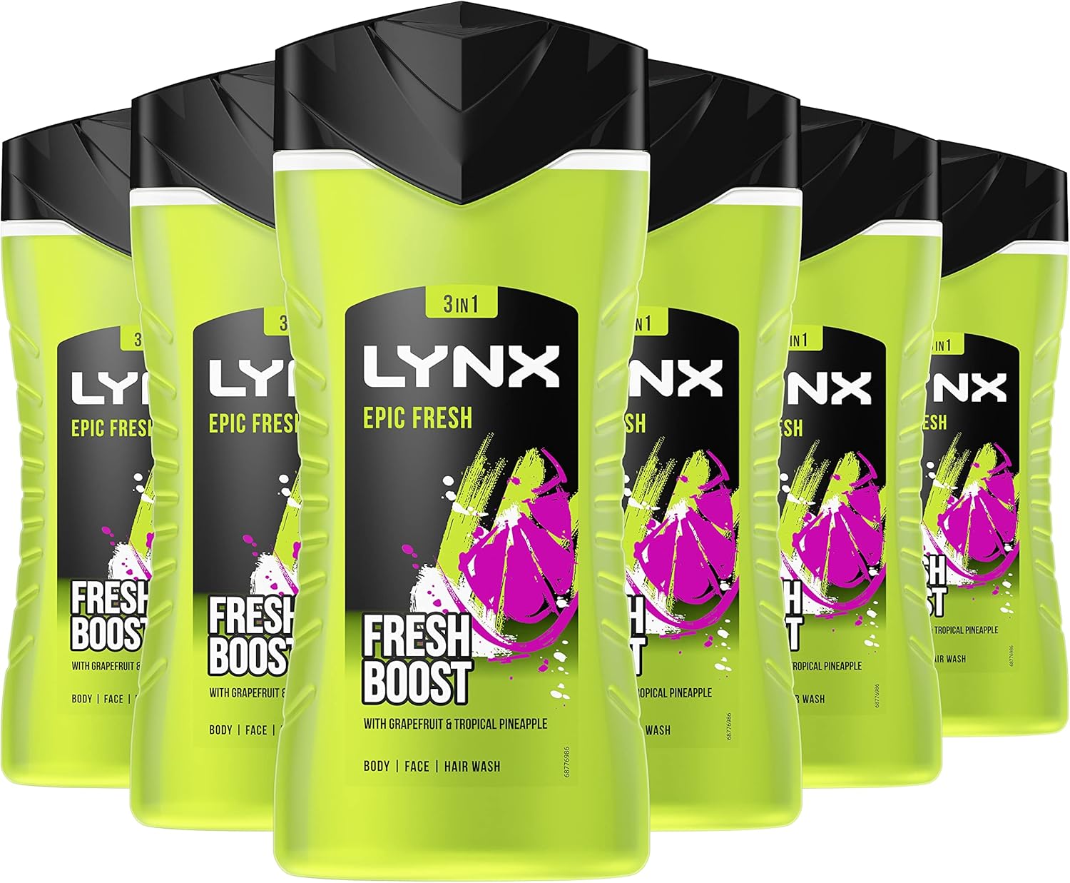 Lynx Epic Fresh 3-In-1 Bodywash Shower Gel With A Grapefruit & Tropical Pineapple Scent For A Refreshing Shower 6X 225 Ml