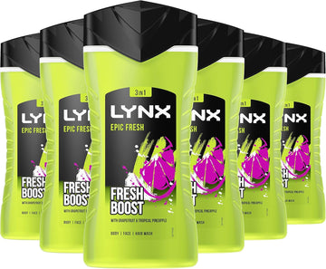 Lynx Epic Fresh 3-In-1 Bodywash Shower Gel With A Grapefruit & Tropical Pineapple Scent For A Refreshing Shower 6X 225 Ml