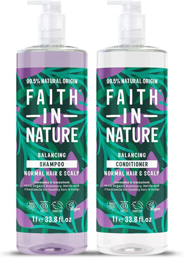 Faith In Nature 2 X 1L Natural Grapefruit & Orange Shampoo And Conditioner Set, Invigorating, Vegan & Cruelty Free, No Sls Or Parabens, For Normal To Oily Hair
