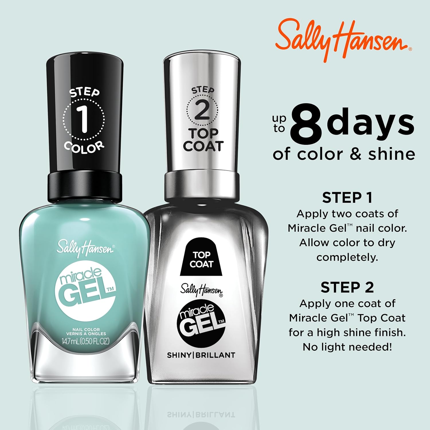 Sally Hansen Miracle Gel™, Mintage, Long Lasting, Gel-Like Formula, No UV Lamp Needed, Green Nail Polish : Beauty & Personal Care