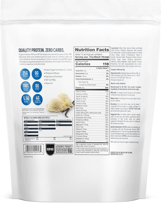 Isopure Low Carb 100% Pure Whey Isolate Protein Powder, Lactose Free, Gluten Free, With Vitamins, Toasted Coconut, 25G Protein Per Serving, 3 Lbs, 42 Servings