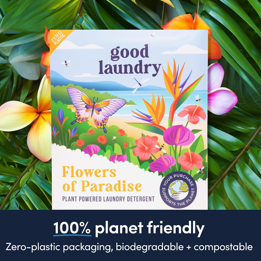 Detergent Sheets - Flowers Of Paradise Scented (60 Loads) - Eco-Friendly Laundry Detergent Sheets, Hypoallergenic, No Plastic Jugs Or Waste - Based In The Usa
