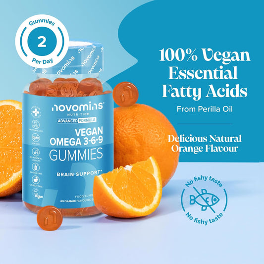 Omega 3 6 9 Gummies 200Mg Ala - Plant Based Omega 3 Vegan - Alternative To Omega 3 Fish Oil & Omega 3 Capsules High Strength - 1 Month Supply - Supports Heart, Brain & Eye Health - 60 Count - Novomins