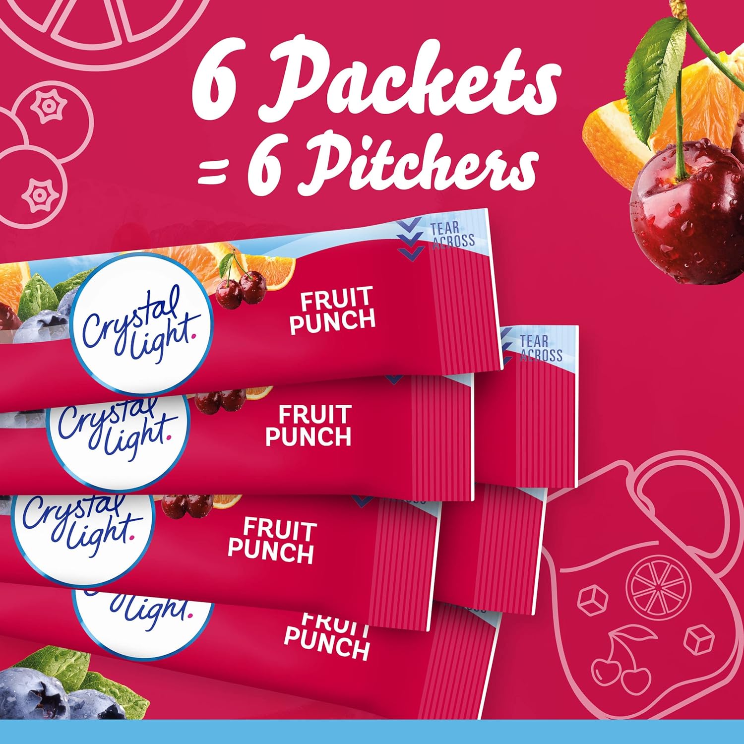 Crystal Light Sugar-Free Fruit Punch Low Calories Powdered Drink Mix 72 Count Pitcher Packets