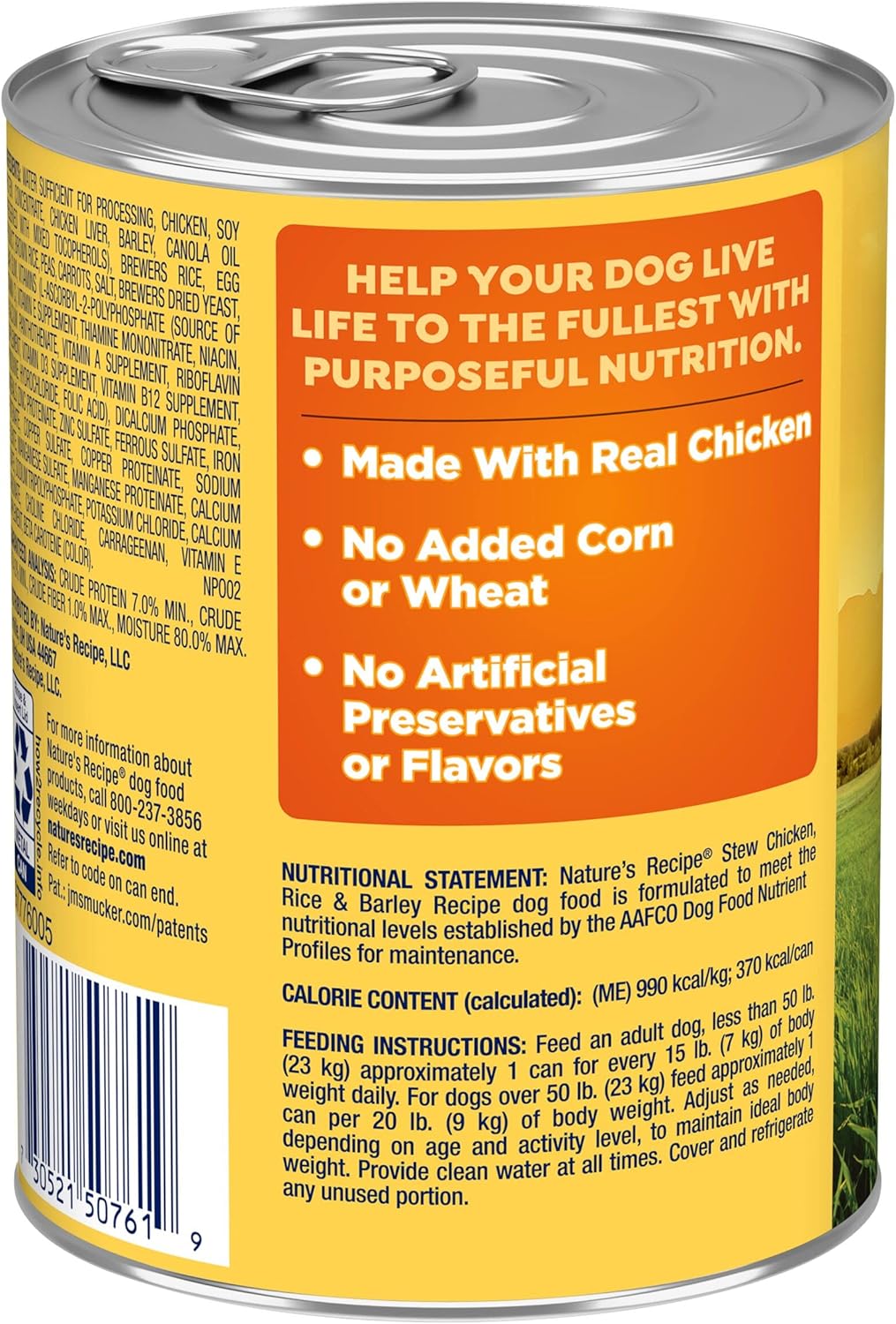 Nature’s Recipe Stew Chicken, Rice & Barley Recipe Wet Dog Food, 13.2 oz. Can, 12 Count : Canned Wet Pet Food : Pet Supplies
