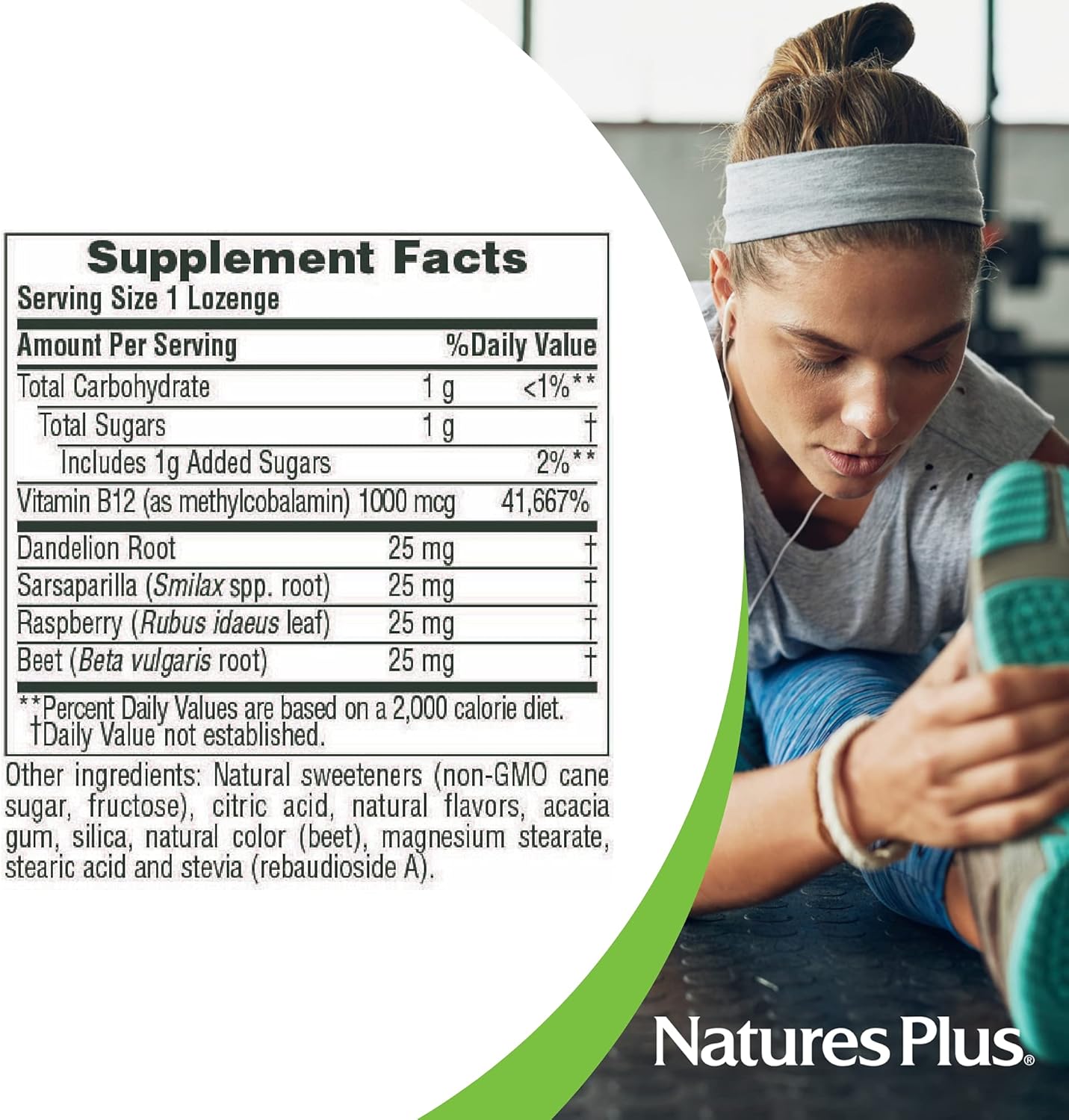 Natures Plus B12 Herbal Lozenges (Methylcobalamin) - 1000 Mcg, 30 Sublingual Lozenges - Raspberry - Maximum Absorption Red Blood Cell Support - Energy Booster - Vegetarian, Gluten-Free - 30 Servings