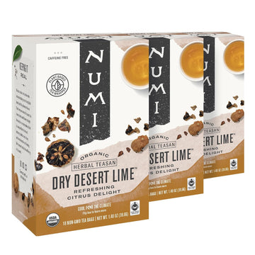 Numi Organic Dry Desert Lime Tea, 18 Tea Bags (Pack Of 3), Herbal Tea, Traditional Arabian Tart Citrus (Packaging May Vary)