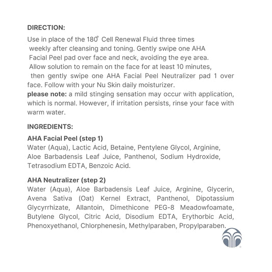 Nu Skin 180 Facial Peel & Neutralizer - Lactic Acid and Avena Sativa Extract Face Peel | Accelerate Skin Cell Turnover, Reduce Wrinkles | Skin Care Facial Peel, Soothing Skin Neutralizer