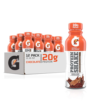 Gatorade Recover Protein Shake, Chocolate, 20G Protein, 11.6 Fl Oz Plastic Bottle, Pack Of 12