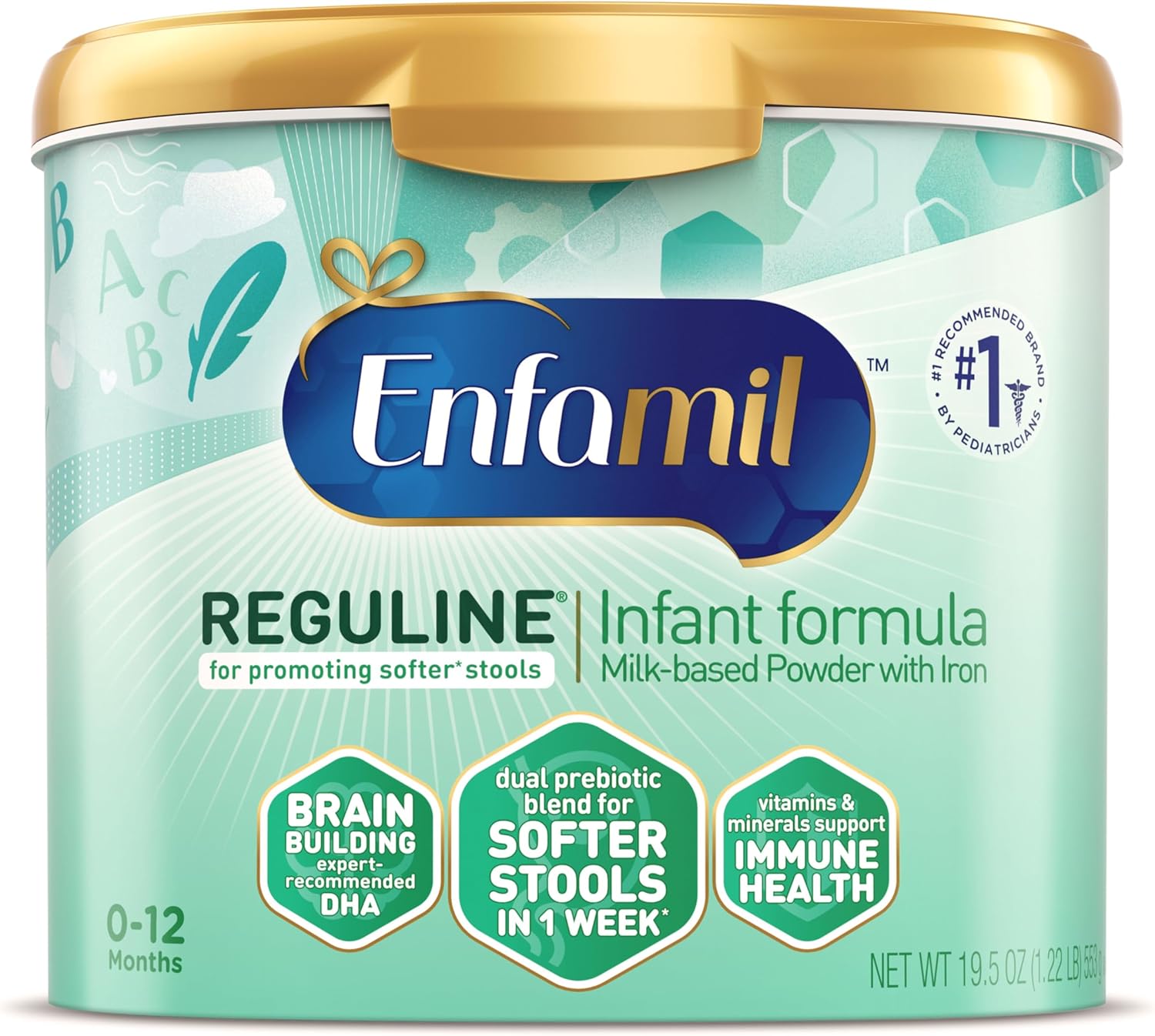 Enfamil Reguline Baby Formula, Milk-Based Infant Nutrition, Dual Prebiotics For Soft, Comfortable Stools Within 1 Week Of Use, Omega-3 Dha For Immune Support, Reusable Powder Tub, 19.5 Oz?
