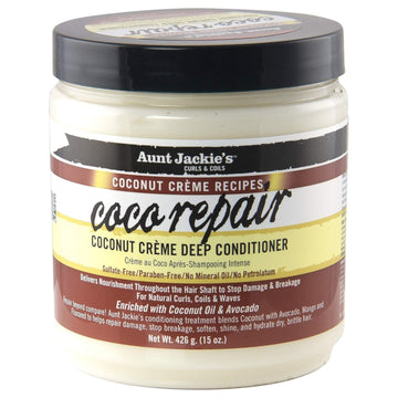 Aunt Jackie'S Coconut Crème Recipes Coco Repair Deep Hair Conditioner, Delivers Nourishment, Stops Damage, Breakage For Natural Curls, 15 Oz