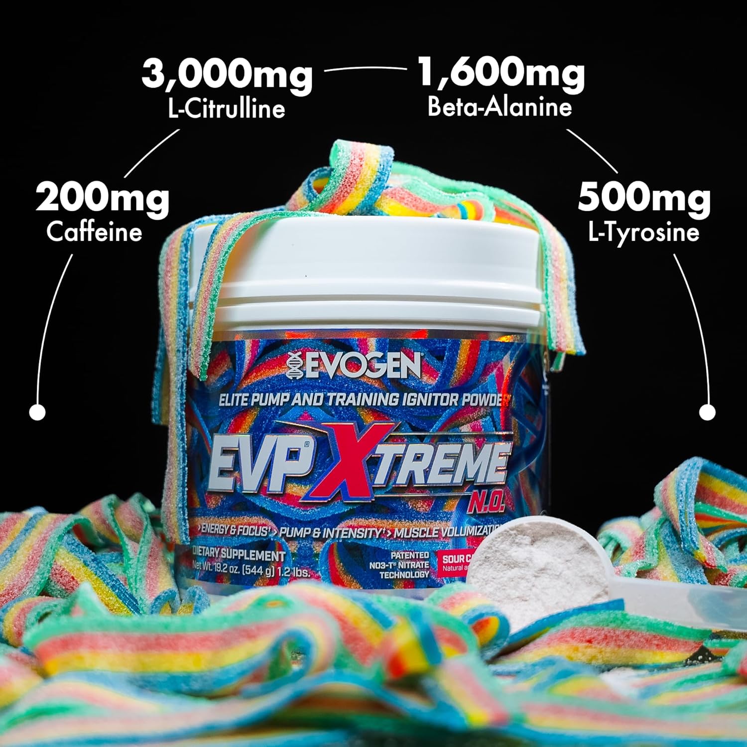 Evogen Evp Xtreme No - Pre Workout Powder For Men & Women | Sugar Free Preworkout With Beta Alanine, Creatine, And Caffeine For Energy & Pump | Sour Candy | 40 Servings : Health & Household