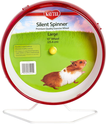 Kaytee Silent Spinner Wheel For Pet Syrian Or Large Breed Hamsters, Sugar Gliders And Gerbils, Large 10 Inch (Colors May Vary)